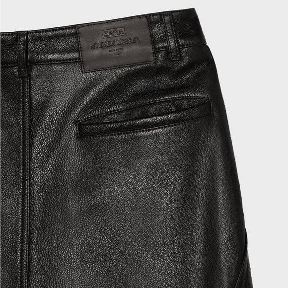 NWT ZARA LEATHER MIDI SKIRT STEVEN MEISEL SIZE S - Picture 7 of 9